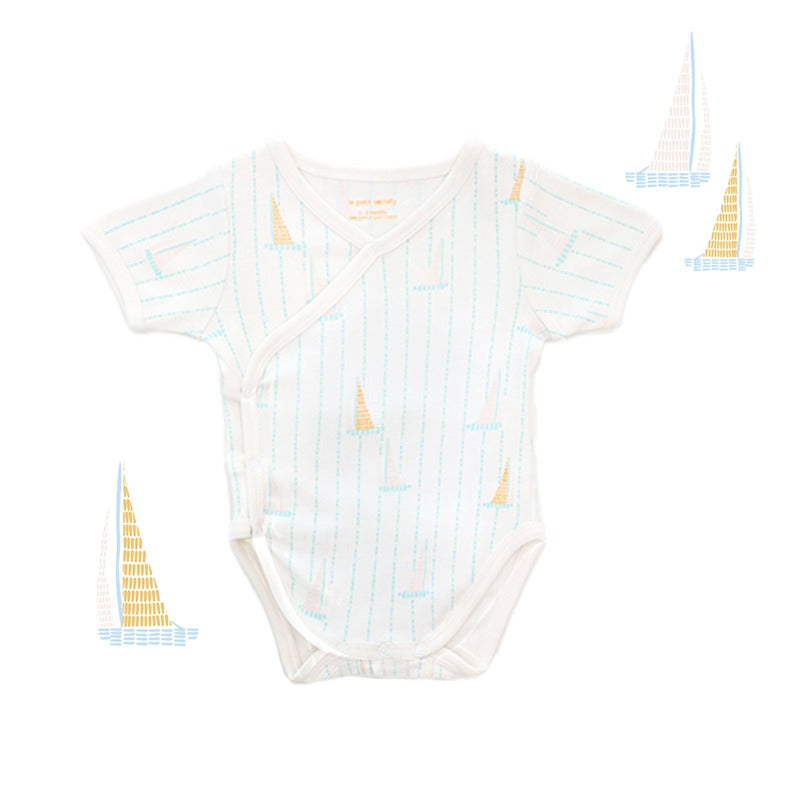 Baby Organic Kimono Romper in Sail Boat Print by Le Petit Society — image 9