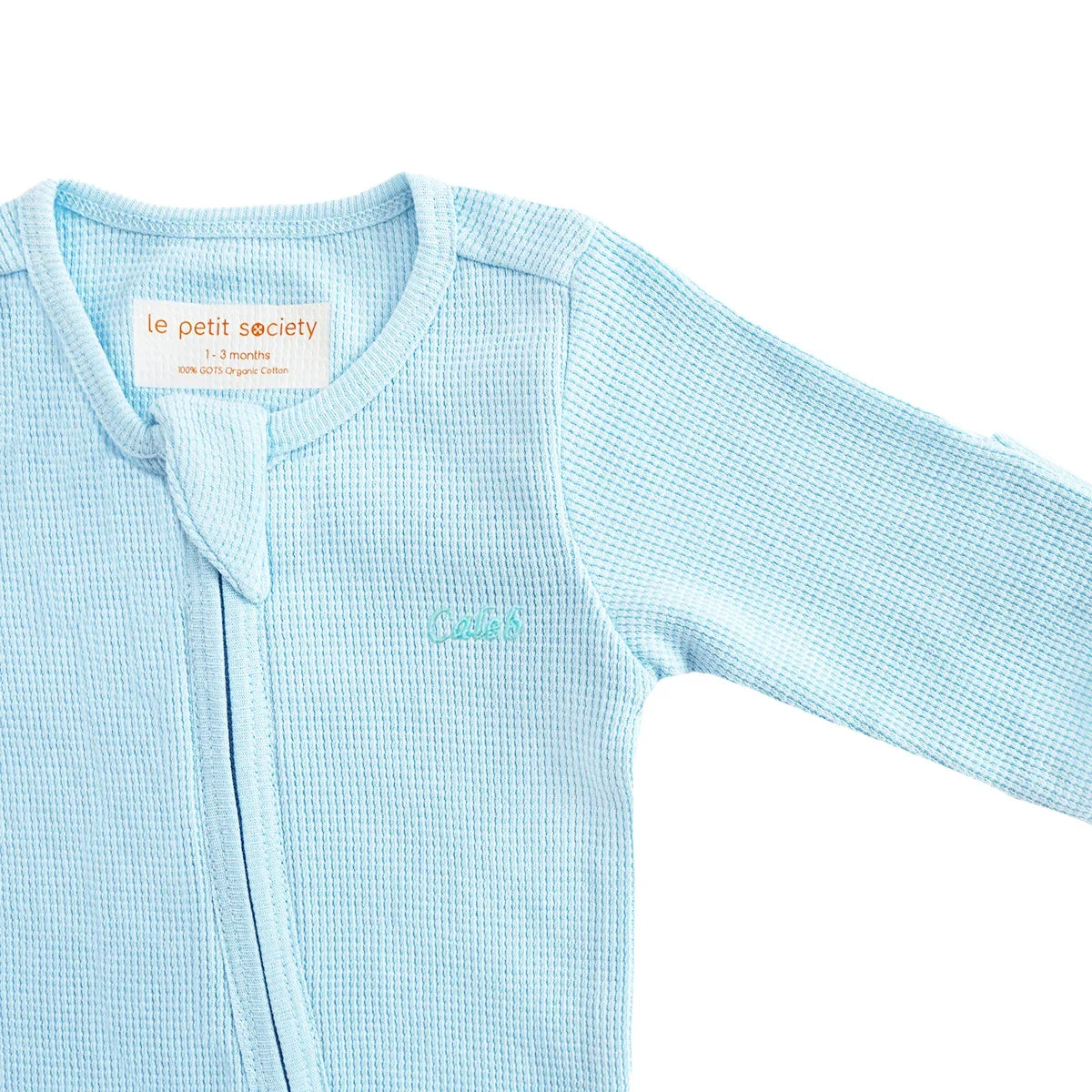 Baby Organic Zip Sleepsuit in Blue by Le Petit Society — image 10