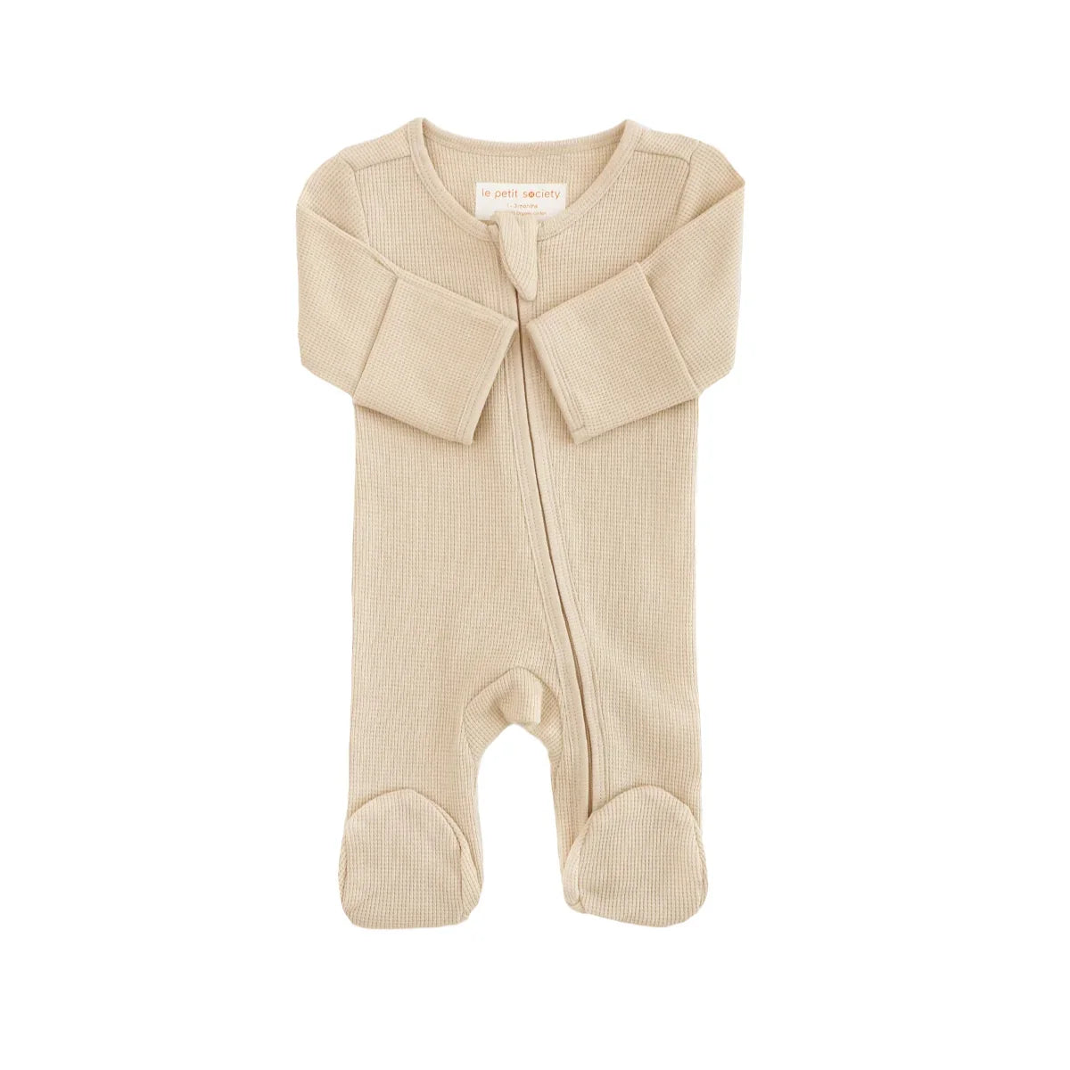 Baby Organic Zip Sleepsuit in Beige by Le Petit Society — image 10