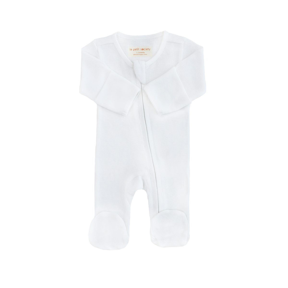 Baby Organic Zip Sleepsuit in White by Le Petit Society — image 10