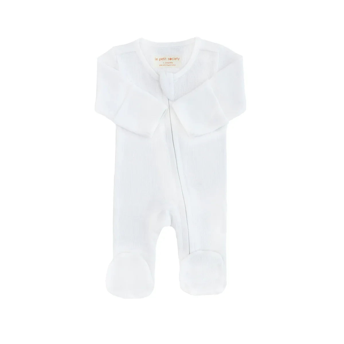 Baby Organic Zip Sleepsuit in White by Le Petit Society — image 10