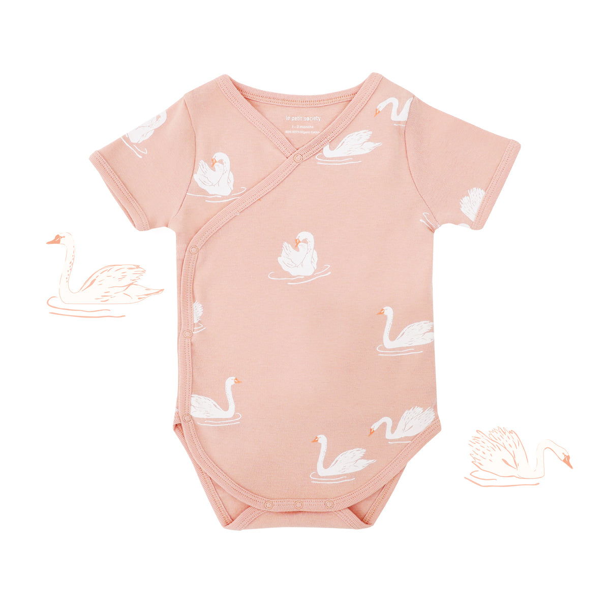 Baby Organic Kimono Romper in Swan Print by Le Petit Society — image 13