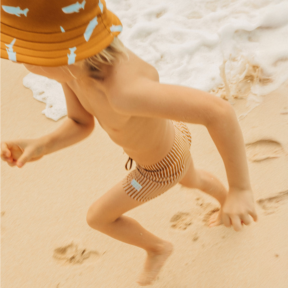 Swim Trunks in Brown Stripes by Le Petit Society — image 10