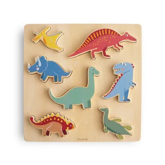 Wooden Puzzle in Dinosaur by Mushie