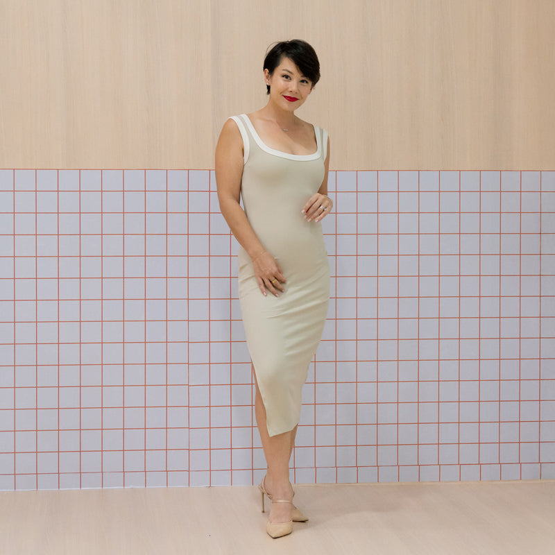 Ladies Jersey Knit Dress in Beige by Le Petit Society — image 7