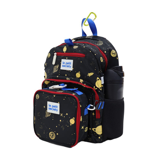Single Pocket Backpack and Lunch Bag Bundle in Planets by Le Petit Society