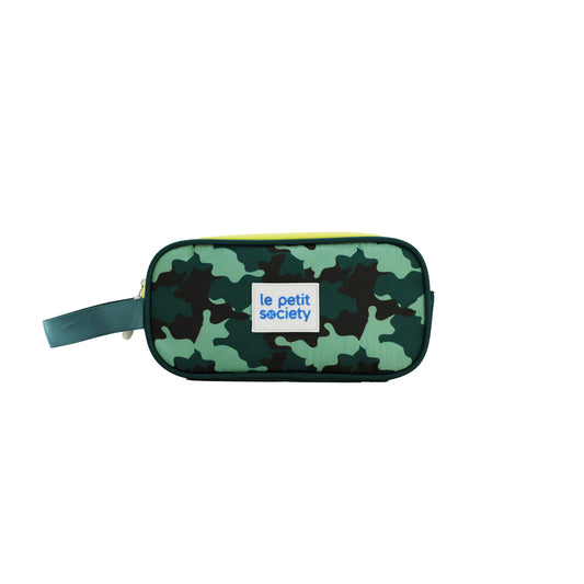Le Petit Society's double zip pencil case in camouflage print.