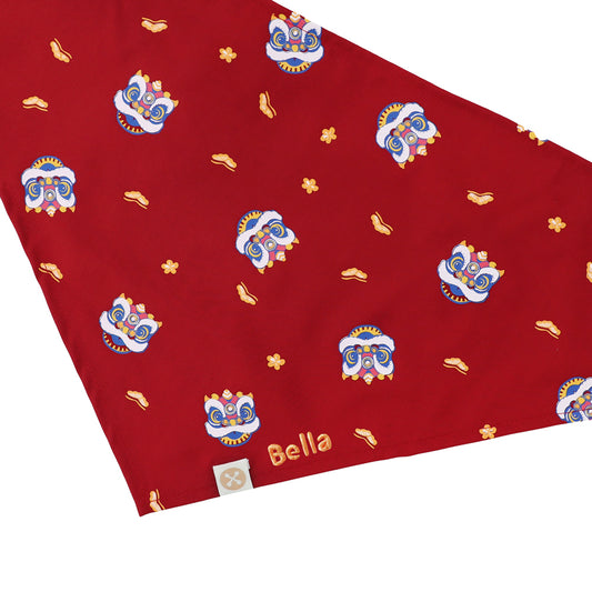 Lion Dance Series - Pet Bandana in Red (Personalisable) by Le Petit Society
