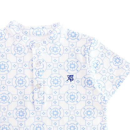 Chinese Motif Series - Boys Jersey Shirt in Blue Motif by Le Petit Society — image 2