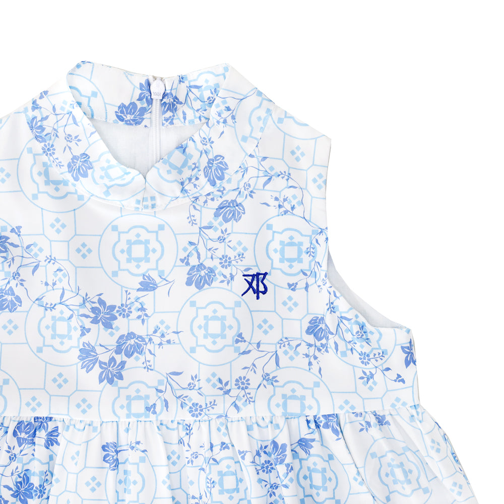 Chinese Motif Series - Girls Cheongsam in Blue Floral Motif by Le Petit Society — image 4