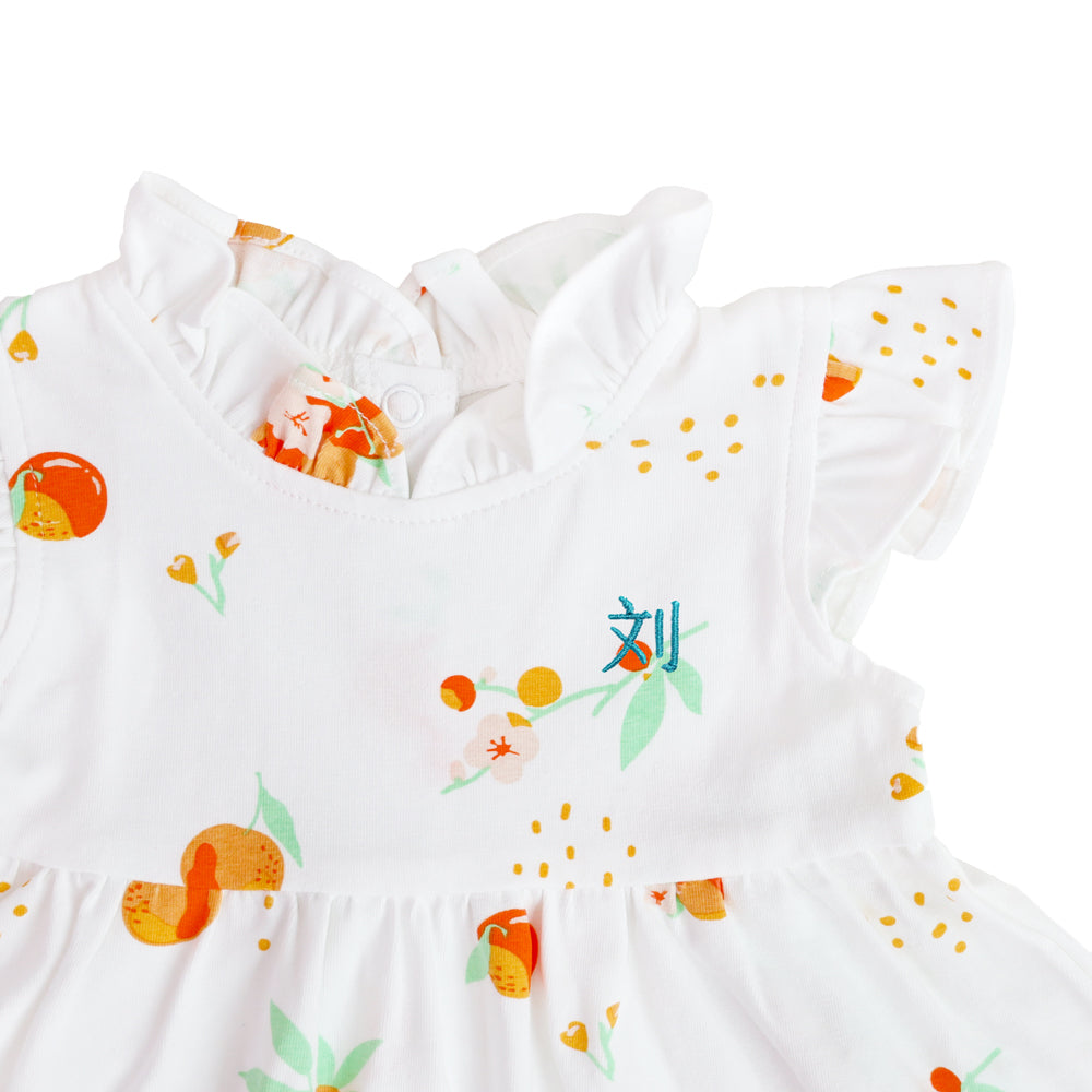 Mandarin Orange Series - Baby Girl Cheongsam in White by Le Petit Society — image 3