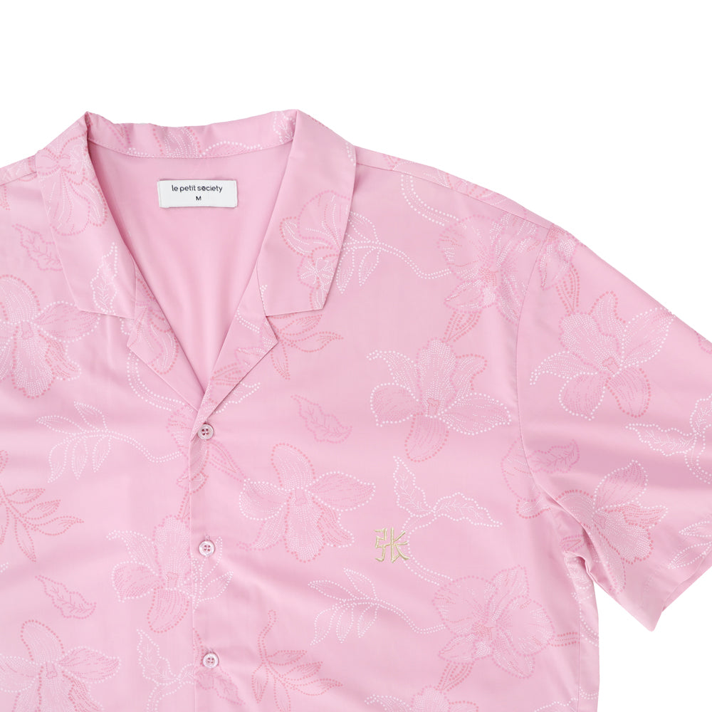 Heritage Series - Men's Camp Collar Shirt in Pink Orchid Print (Relaxed Fit) by Le Petit Society — image 5