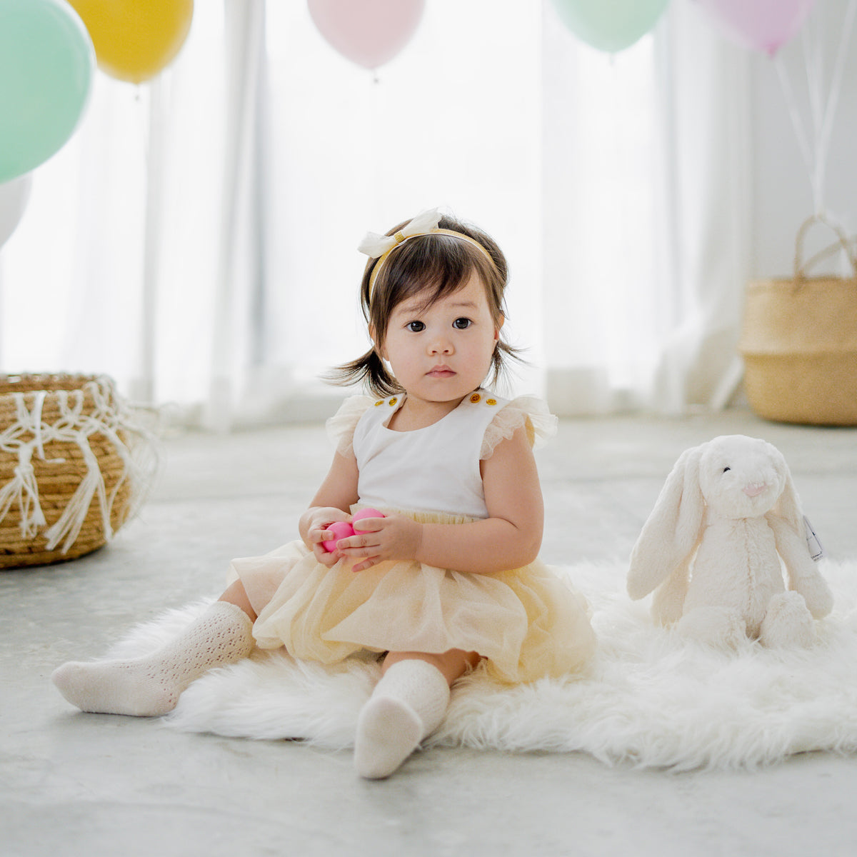 Flower Girl Series - Baby Bubble Dress in Champagne by Le Petit Society — image 10