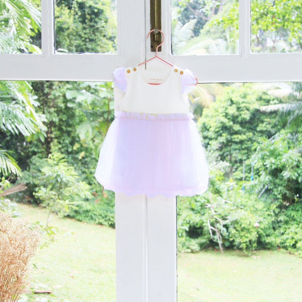 Flower Girl Series - Baby Bubble Dress in Lilac by Le Petit Society — image 6