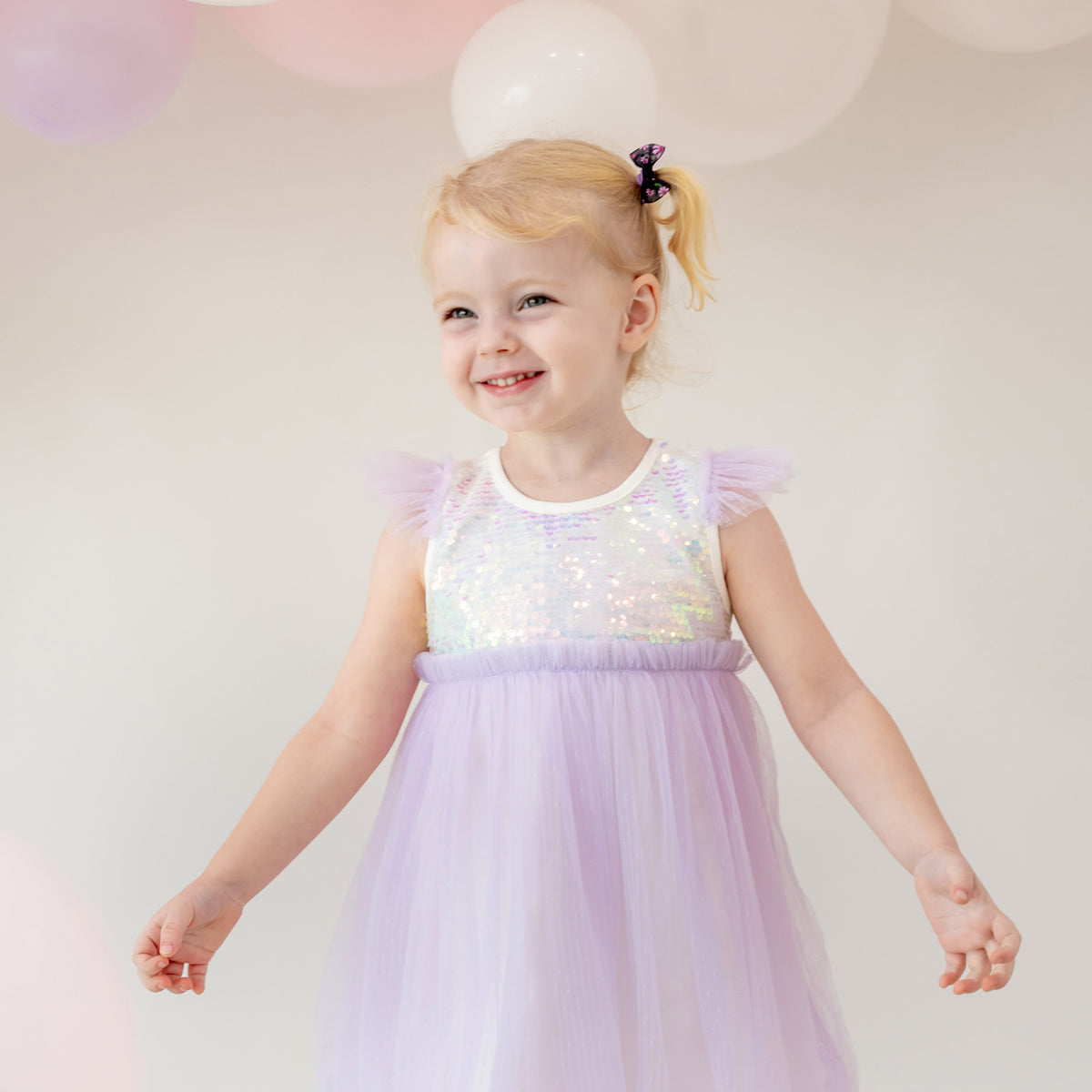 Flower Girl Series - Sequin Mini Bubble Dress in Lilac by Le Petit Society — image 18