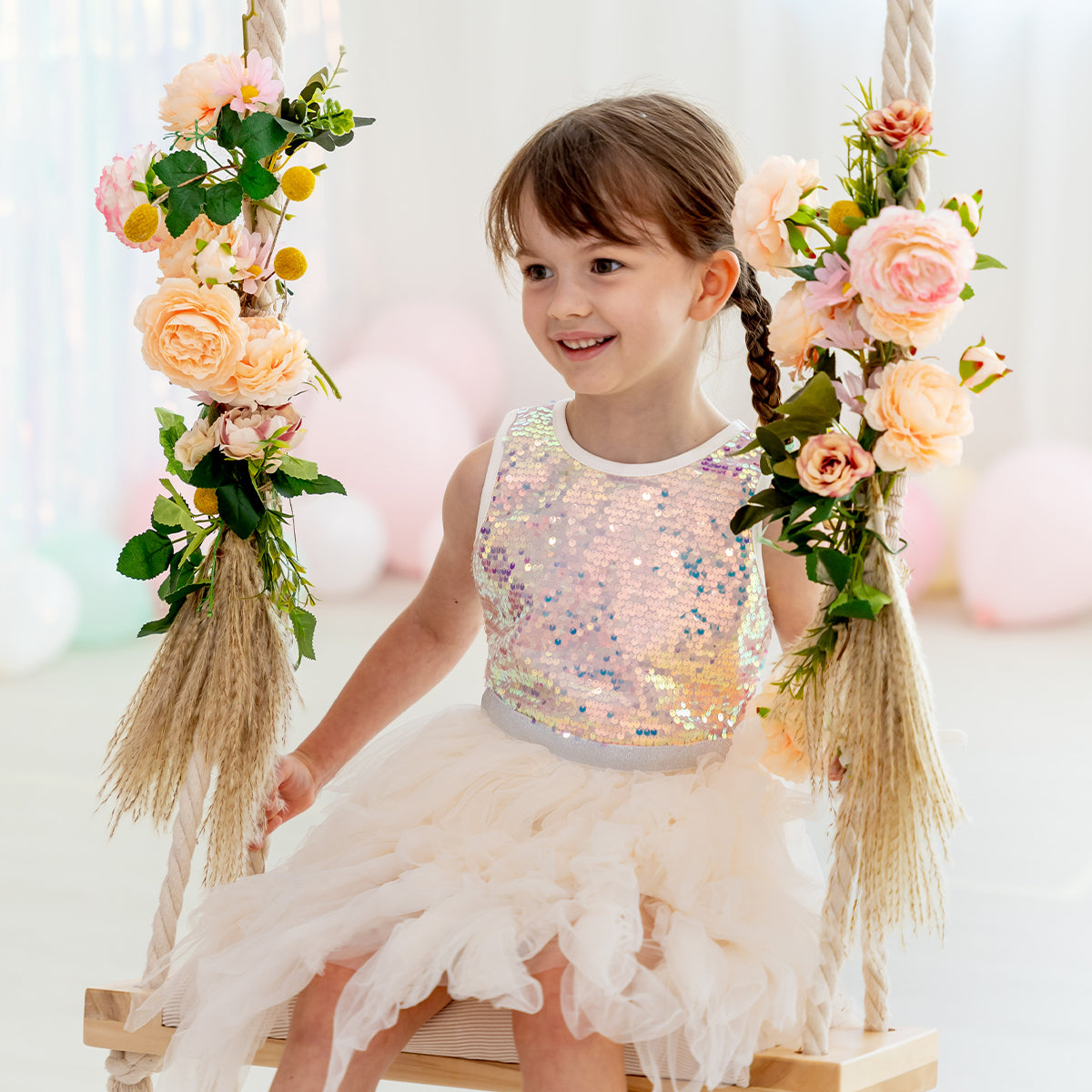 Flower Girl Series - Sequin Tutu Dress in Ivory by Le Petit Society — image 15
