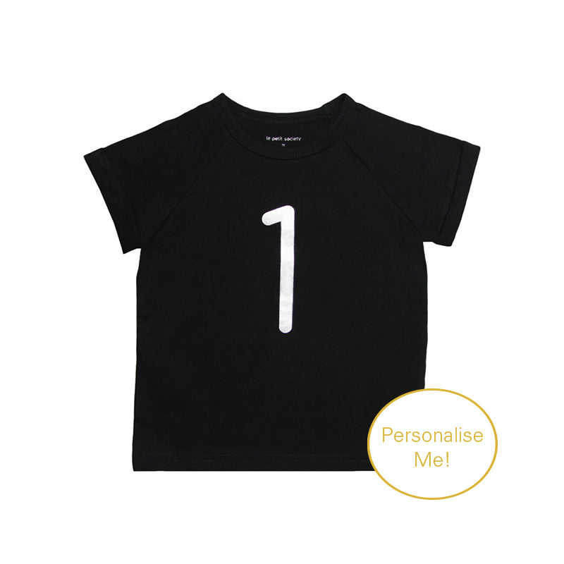 Number 1 Tee in Black/Silver by Le Petit Society — image 2