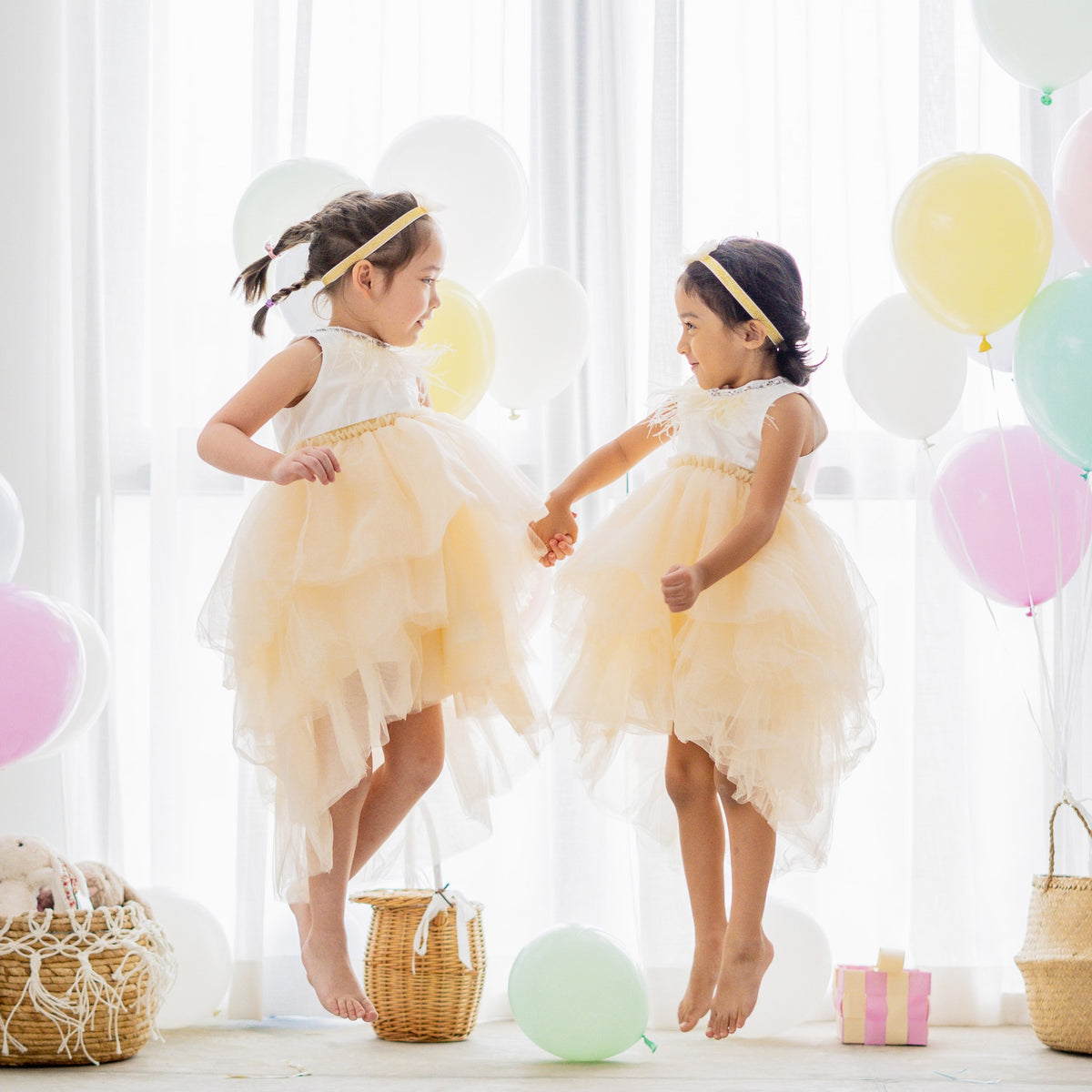 Flower Girl Series - Cascading Dress in Champagne by Le Petit Society — image 2