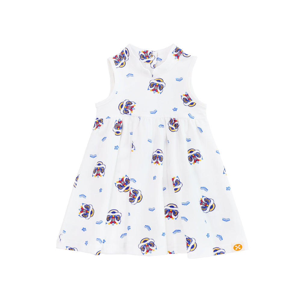 Lion Dance Series - Baby Girl Jersey Cheongsam in White by Le Petit Society — image 4