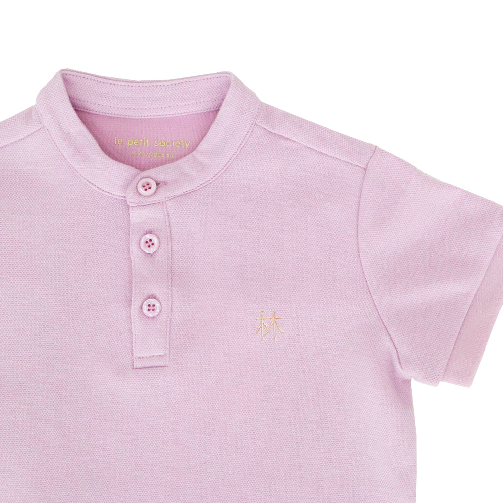 Polo Series - Boy's Polo Shirt in Pink by Le Petit Society — image 3