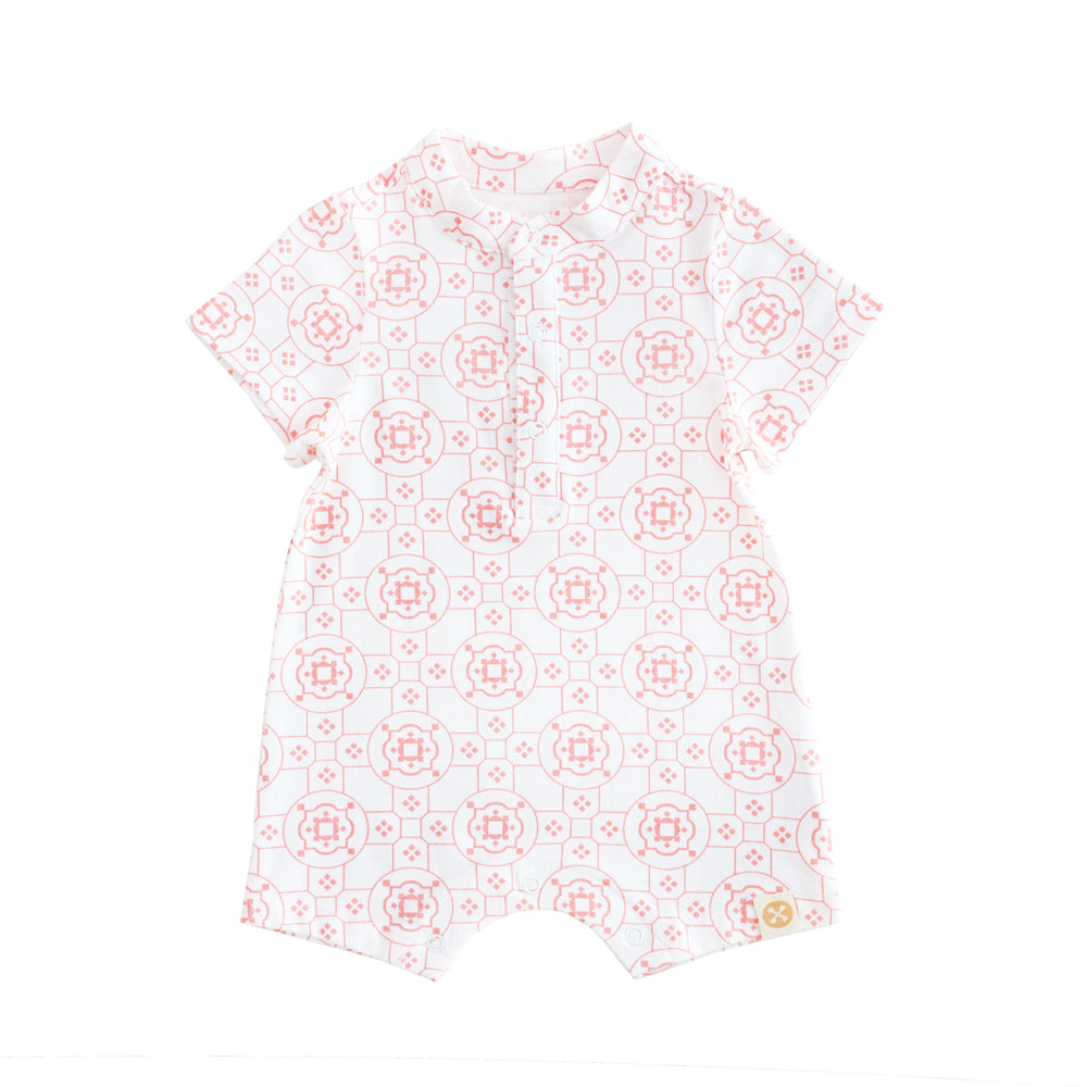 Chinese Motif Series - Baby Boy Jersey Romper in Pink Motif by Le Petit Society — image 5