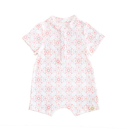 Chinese Motif Series - Baby Boy Jersey Romper in Pink Motif by Le Petit Society — image 5