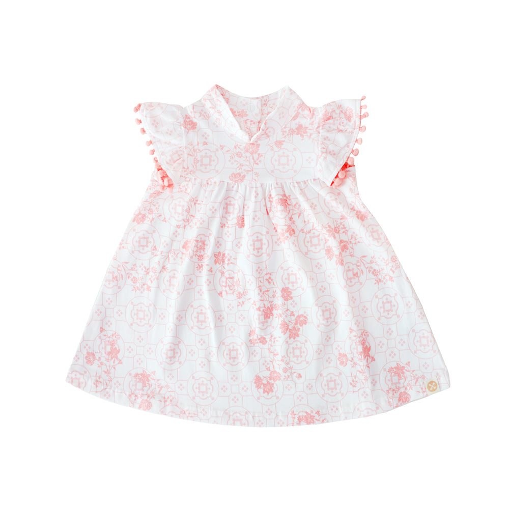 Chinese Motif Series - Baby Girl Dress in Pink Floral Motif by Le Petit Society — image 2