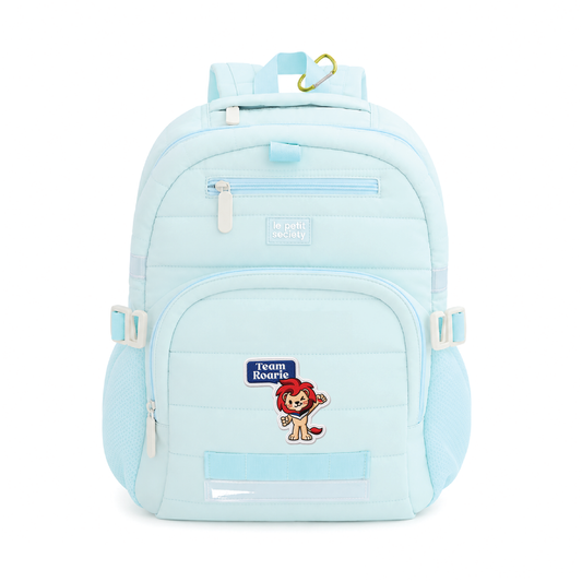GE x LPS — Single Pocket Backpack in Ice Blue Puffer by Le Petit Society