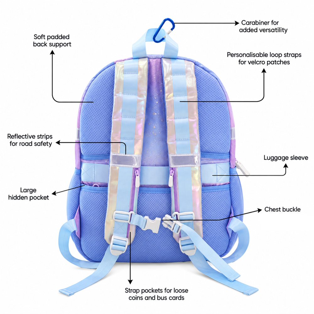 LPS Single Pocket Backpack - Metallic Galaxy (7-10Y)