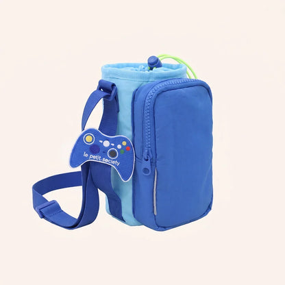 Water Bottle Sling Bag- Sky/Dark Blue