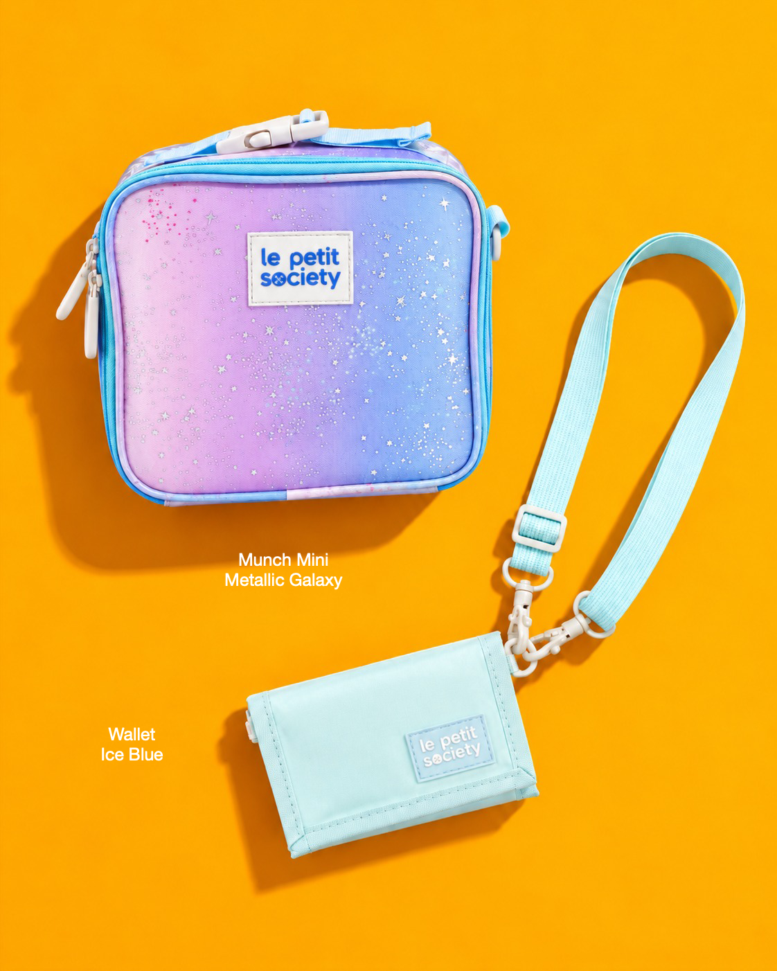 Petit Pair bundle: Munch Mini in Metallic Galaxy and Wallet in Ice Blue