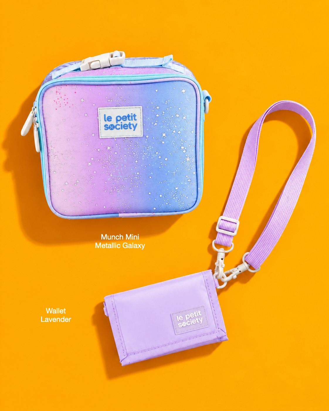 Petit Pair bundle: Munch Mini in Metallic Galaxy and Wallet in Lavender