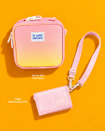 Petit Pair bundle: Munch Mini in Pink Yellow and Wallet in Marshmallow Pink