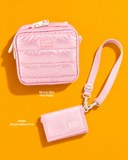 Petit Pair bundle: Munch Mini in Pink Puffer and Wallet in Marshmallow Pink