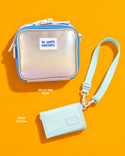 Petit Pair bundle: Munch Mini in Silver and Wallet in Ice Blue