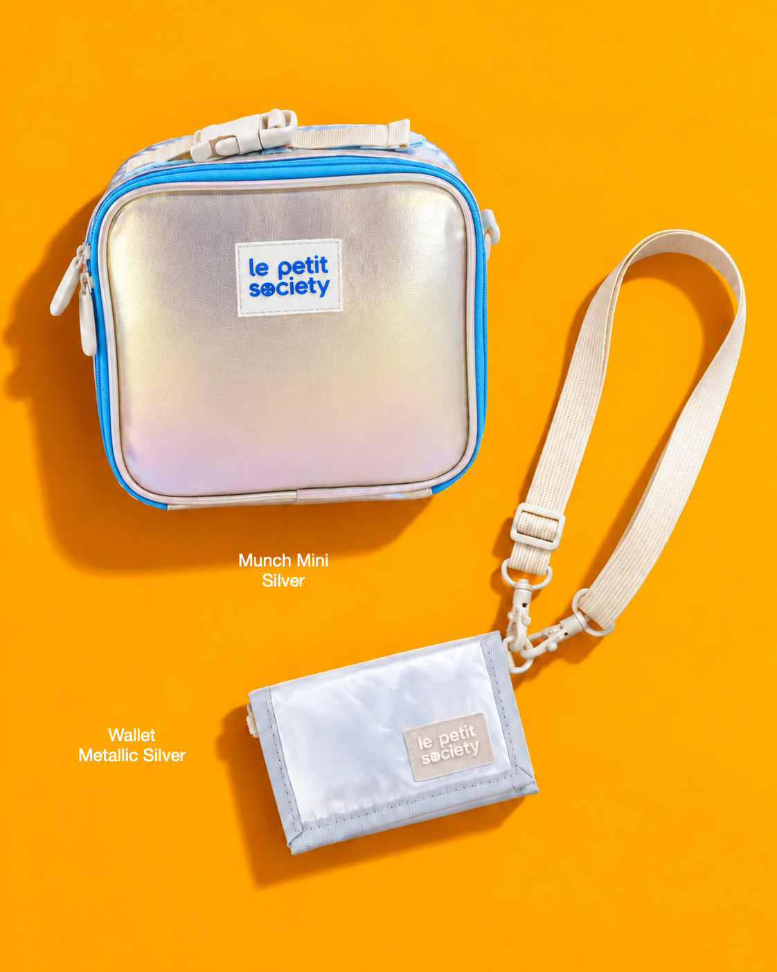 Petit Pair bundle: Munch Mini in Silver and Wallet in Metallic Silver