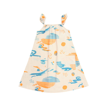 Resort Series - Girls Ruffled Sundress in Coast Print by Le Petit Society — image 2