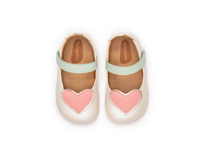 Heart Mary Janes in Antique White / Pink Lake / Metalic Salmon by Tip Toey Joey — image 9