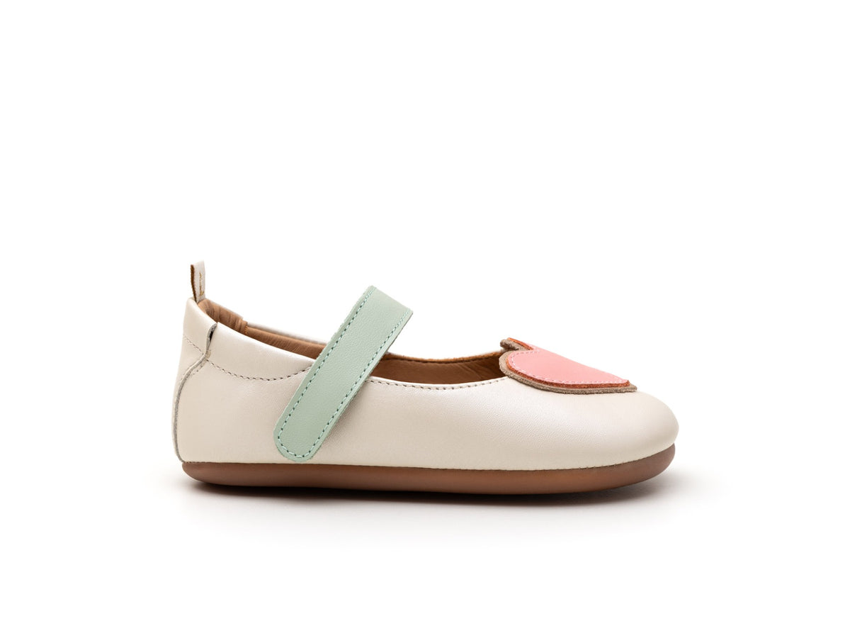 Heart Mary Janes in Antique White / Pink Lake / Metalic Salmon by Tip Toey Joey — image 5