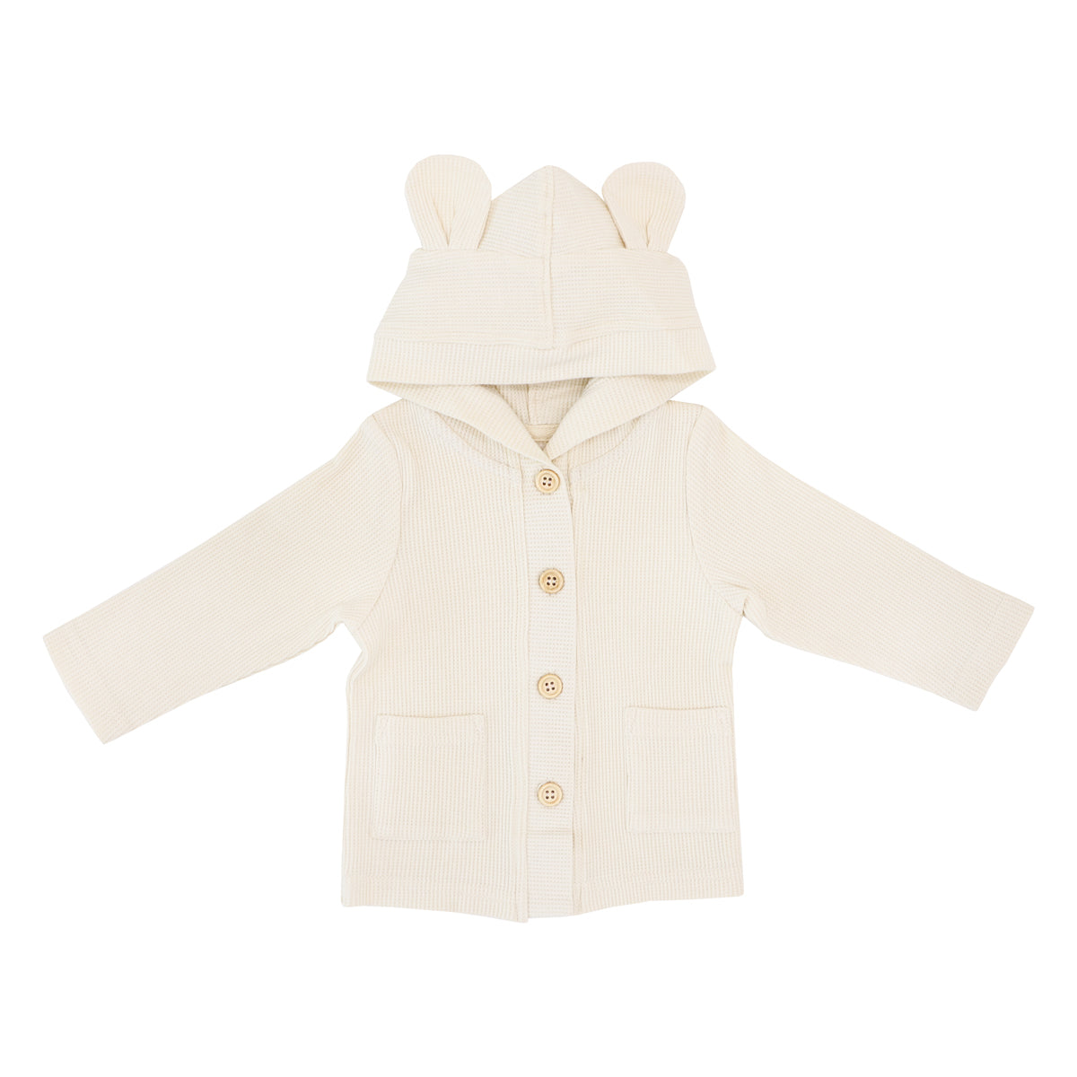 Baby Bear Cardigan in Cream Waffle Jersey by Le Petit Society — image 6