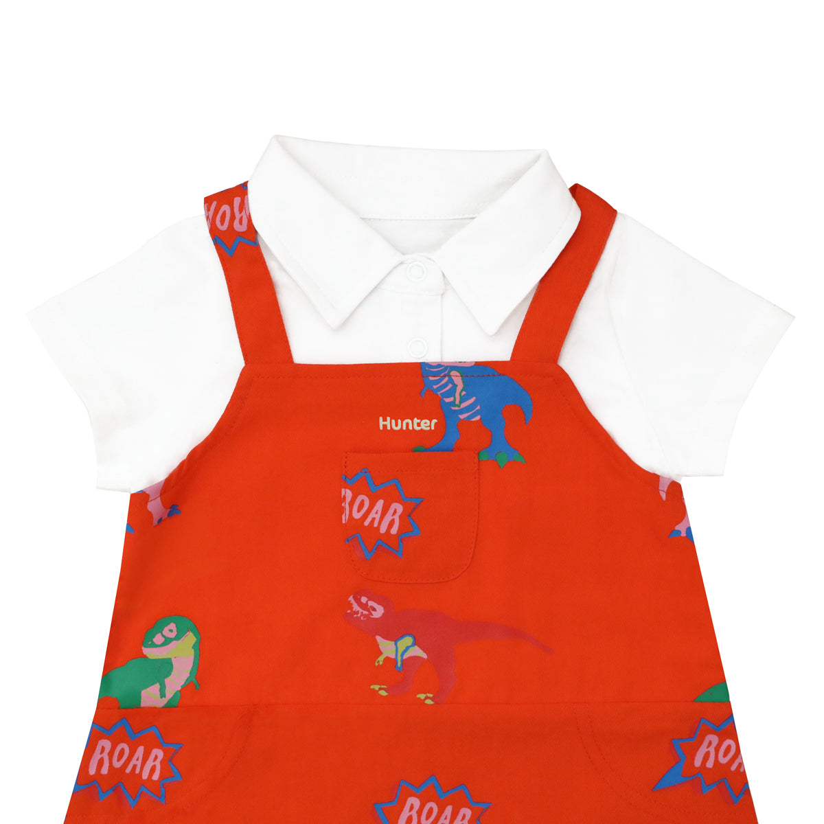 Baby Boy Shirt Overalls in T-Rex Print by Le Petit Society — image 2