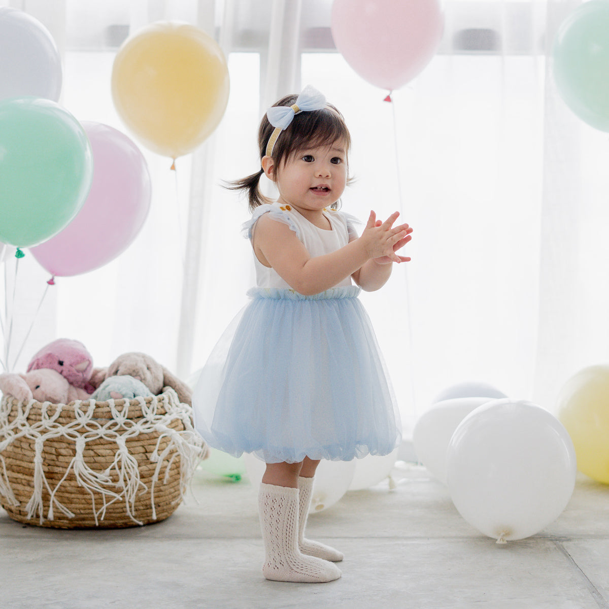 Flower Girl Series - Baby Bubble Dress in Blue by Le Petit Society — image 5