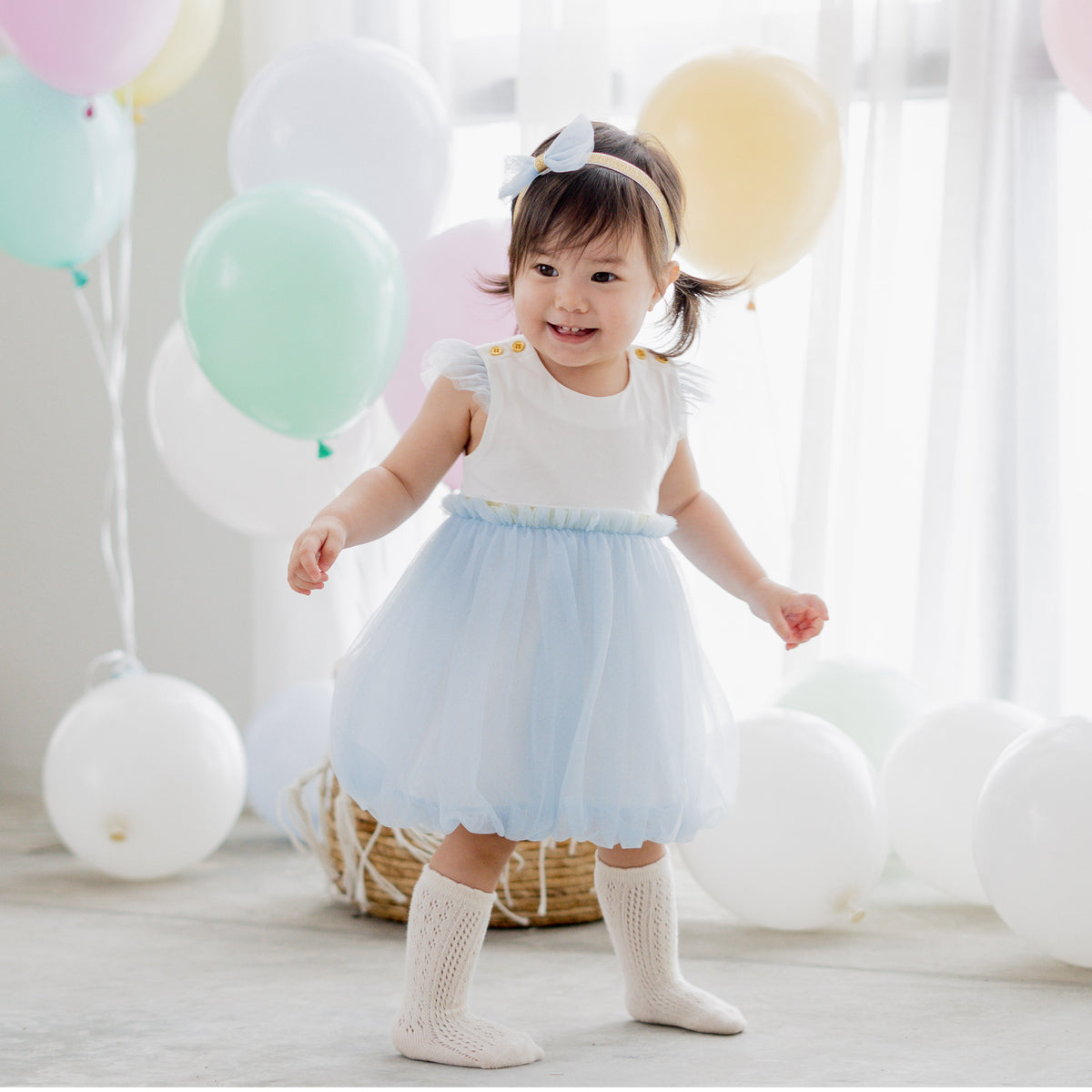 Flower Girl Series - Baby Bubble Dress in Blue by Le Petit Society — image 7
