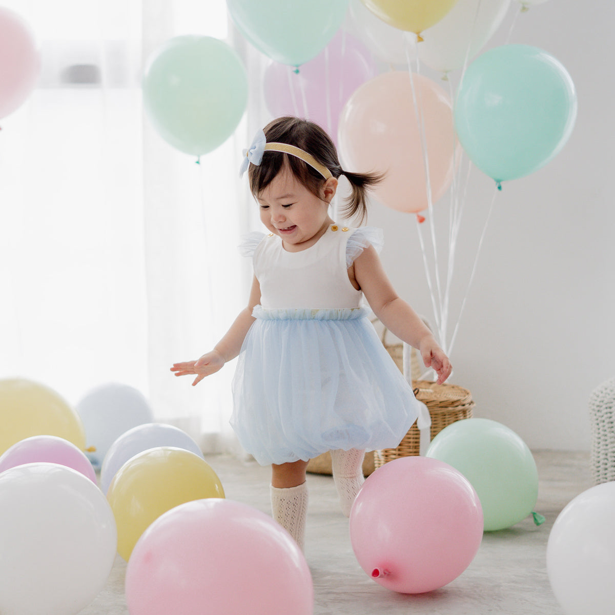 Flower Girl Series - Baby Bubble Dress in Blue by Le Petit Society — image 4