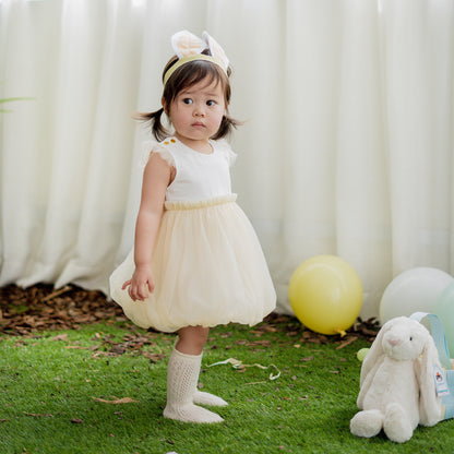 Flower Girl Series - Baby Bubble Dress in Champagne by Le Petit Society — image 6