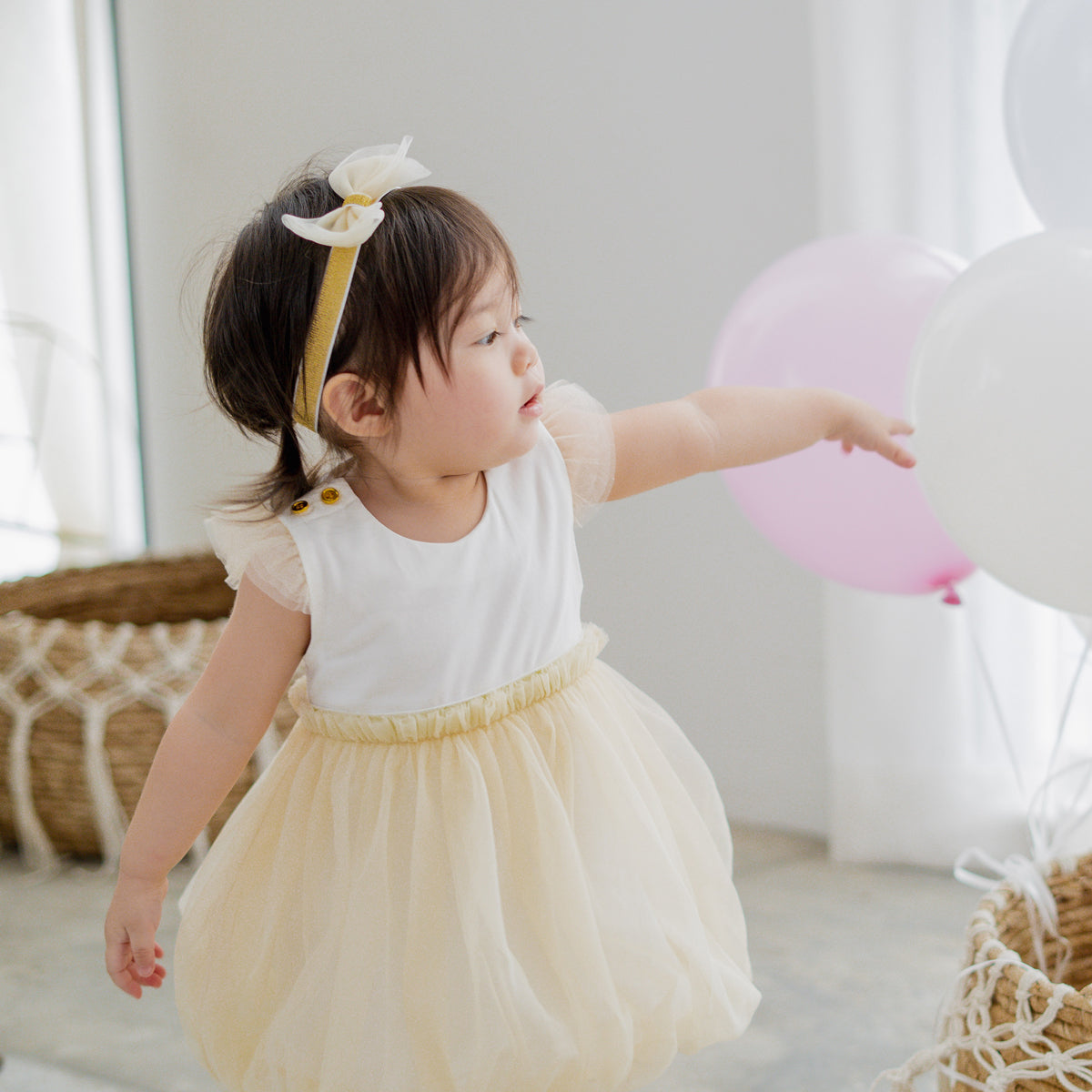 Flower Girl Series - Baby Bubble Dress in Champagne by Le Petit Society — image 4