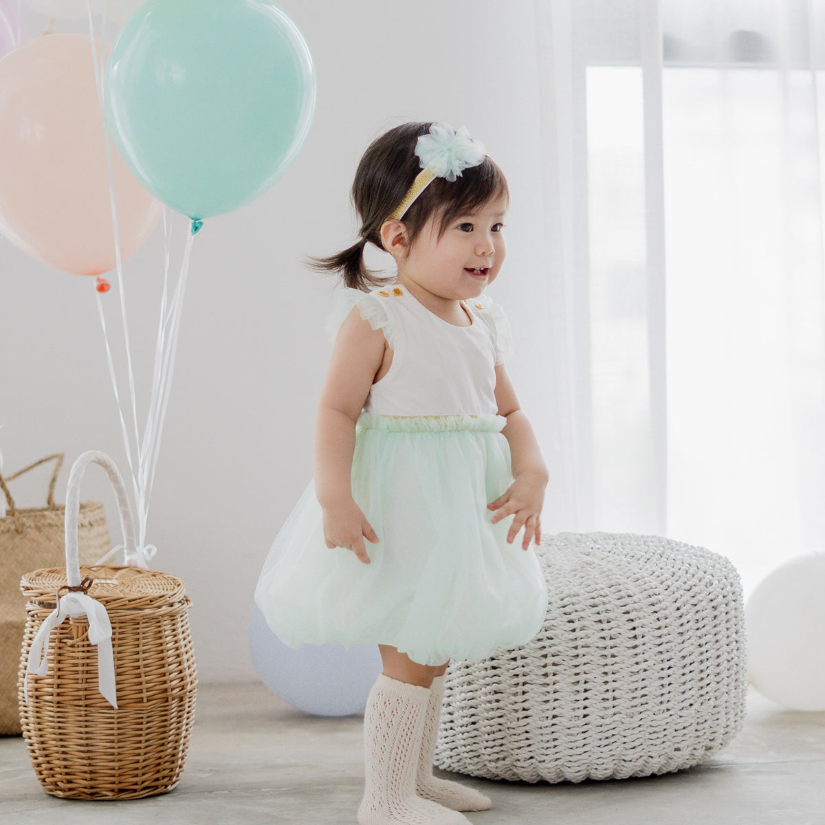 Flower Girl Series - Baby Bubble Dress in Mint by Le Petit Society — image 3