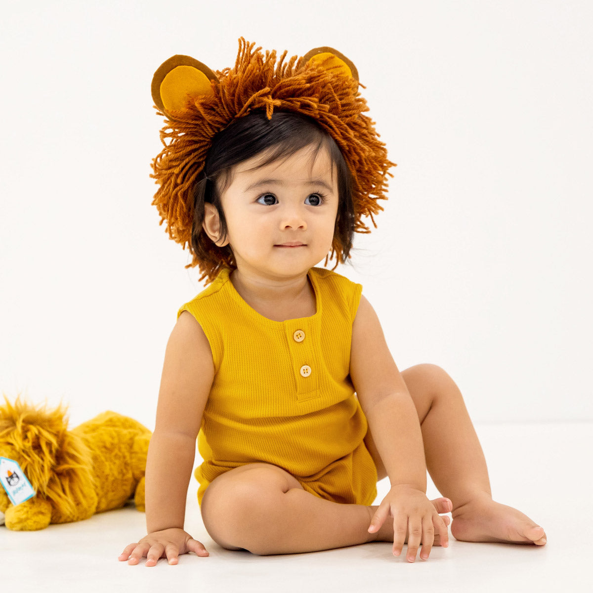 Baby Bubble Romper in Marigold Waffle Jersey by Le Petit Society — image 3