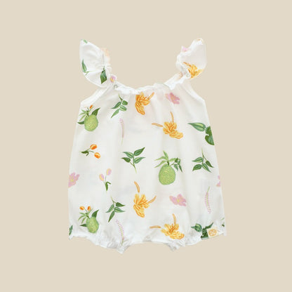 Heritage Series - Baby Girl Bubble Romper in Tropical Durian Print by Le Petit Society — image 7