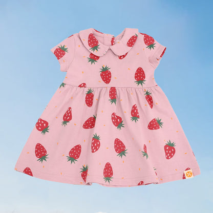 Made For Play - Baby Girl Jersey Dress in Strawberry Print by Le Petit Society — image 3